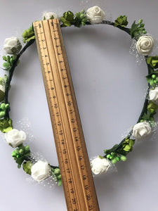 Women wedding White Flower bride leaf Party Hair Headband Crown Prop Garland