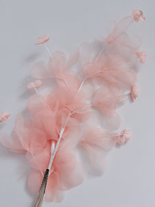 Women Flower Girl Party Peach Pink Chiffon Flower Hair Clip Fascinator Garland