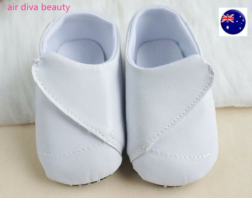 Baby Shower Boys White Christening Wedding Party Synthetic leather first Shoes WHITE