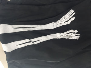 Boy Girl Kids Halloween Black Skeleton Bone Skull Costume Tops Gown Cover Cape