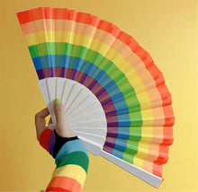 Bright Colorful Rainbow Dance Performance Fold Folding Hand Fans Prop