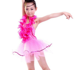 Girl Children Kids Ballet Dance Latin Performance Jazz Tutu Costume Party Dress