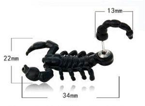 1X Gothic Halloween Black Scary Spooky Scorpion Bugs Party Earring Ear Stud PROP