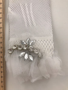 Woman Lady Party Opera Bridal Fancy Costume Wedding SHORT White Lace Gloves - Air Diva Fashion