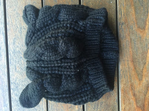 Women Lady Girls Fashion Black Cat Kitty Ear Horn Knit Warm Winter ski Hat Cap