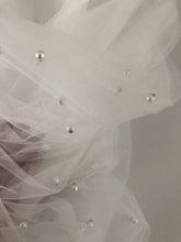 Women Flower Girl white Bride Party Wedding lace Hair head Pearl Short Veil Bow