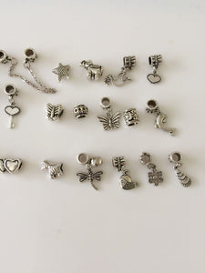20PC Women Girl Baby antique Silver Look DIY Craft beads for Charm bracelet