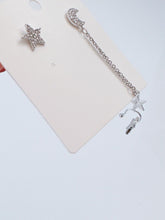 NEW Women Girls Crystal Celestial Stars Moon Studs Party Earring with side Cuff