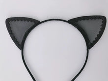 Women Girl Black Crystal Lace Kitty Cat Ears Party Hair Headband Head band Hoop