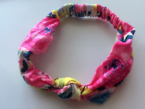 Women Girls Boho Bohemian Cotton Bowknot Pink hair Stretch Yoga headband band