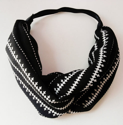 Women Lady Girl Boho Bohemian Black Cross Bandana Hair band Headband Wrap Scarf