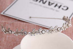 Women Lady Silver Crystal Leaf Party Hair Head Band Headband Hoop headpiece