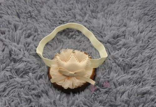 Girls Kids Children Baby Elastic Princess Party Lace Crown Tiara Hair Head Band Beige