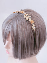 Women Girl Gold Rose Pearl Leaf Party Hair Head Band Headband Hoop headpiece