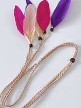 Women BOHO Brown Suede Colorful Feather Braided Beach Hair head band Headband