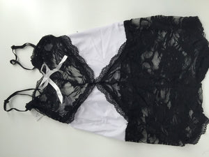 Women Lady Sexy Lace Black White Foreplay Leotard Nighties Camisole Underwear