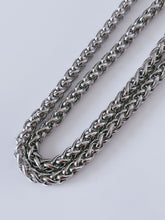 Men Silver color Stainless steel Titanium Plated Braided Chain Necklace 4.5x50cm