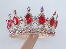 Women Red Rhinestone Crystal Bride Queen PROM Hair Headband Crown Tiara