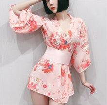 Women Sexy Pink Sleepwear Japanese Kimono Sleep Nighties Gown Bath Robe Coat