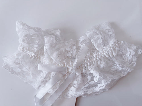 1x Women White Hen's night Party Bride Wedding Lace Bow Garter Suspender Belt