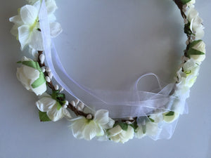 Lady flower Fairy wedding White bride Party Hair Headband Crown Prop Garland