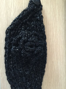 Women Black Knitted Crochet BOHO Bohemian Bandana Hair Head Headband Wrap