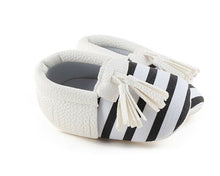 Baby Girls Children Kids White Black Stripe Sailor Tasseled Crib Dress Shoes