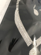 Women Wedding Bride White Crystal Bling Shine Party Short Necklace Earrings Set