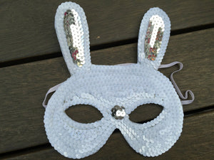 Women Girl Sequined Easter Bunny Rabbit Costume Party Fancy Dance Eye Face Mask