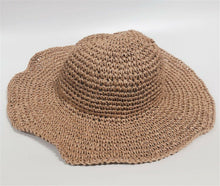 Women Khaki Brown Medium Brim Holiday Summer Beach Straw Floppy Sun Hat