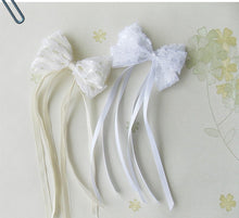 Girls Wedding Bridemaid White beige Bow Lace Hair Alligator Clip Head Barrette