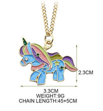 Girls Children Kids Cute Blue Pony Unicorn horse Pendant Necklace Birthday Gift