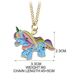 Girls Children Kids Cute Blue Pony Unicorn horse Pendant Necklace Birthday Gift