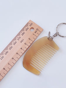 Natural Ox Horn Mini Massage Comb Keyring - Healthy Circulation Brush & Key Chain Gift