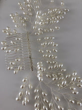 Women Prom dance headpiece Bride wedding Pearl Comb Silver hair Head accessory