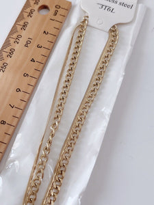 Women Gold color Titanium Plated 2 layers Chain Short Necklace