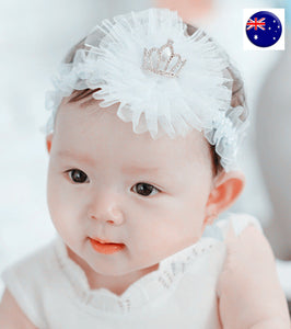 Girl Baby Shower Kids Christening Party pure White Lace Crown Hair Headband PROP