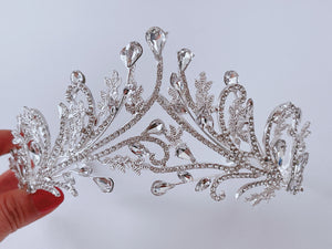 Women Bride Ice Queen Prom Rhinestone Crystal Silver Color Headband Tiara Crown