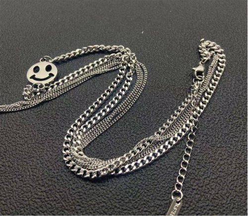 Women Trendy Stainless Steel Titanium Plated Layers star Chain Necklace