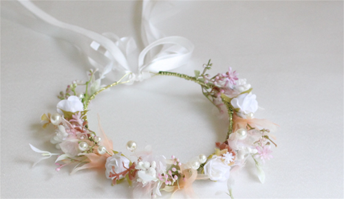 Women Girls White Beige flower Leaf Hair Headband Crown Tiara Garland Wreath
