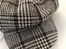 Women Retro warm Brown Check Conductor French octagonal Hat Cap Beret Beanie