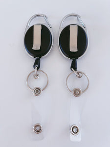 2 Retractable Badge Holder Reel Swipe Card Security ID Pull Key RING Clip Tag
