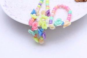 Girls Kids Children Colorful Flower Necklace Bracelet Set Easter Birthday Gift