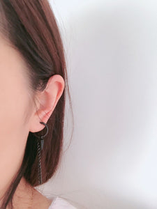 1X Black Huggie Stainless Steel Titanium Bar Fake Earring clip on no ear hole