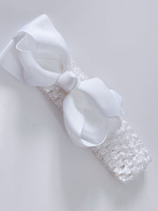 Girl Baby Shower grosgrain Bow Pure White Birthday Party Hair head Headband