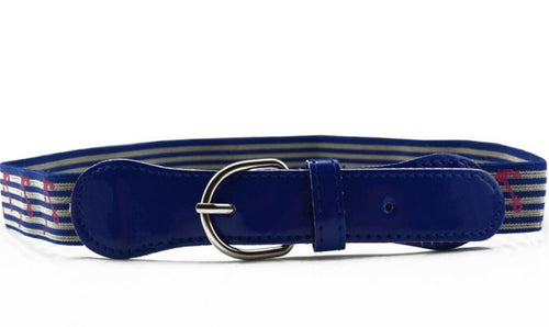 Children kid Boys Blue Anchor Sailor Casual Pants Adjustable Stripe Elastic Belt