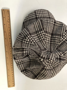 Women Retro warm Brown Check Conductor French octagonal Hat Cap Beret Beanie