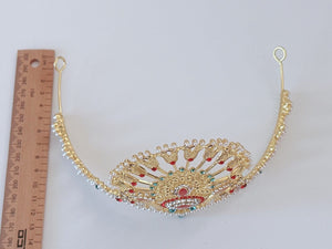 Women Peacock Egypt Greek Party Prom Hair Head Crystal Pearl Gold crown Tiara