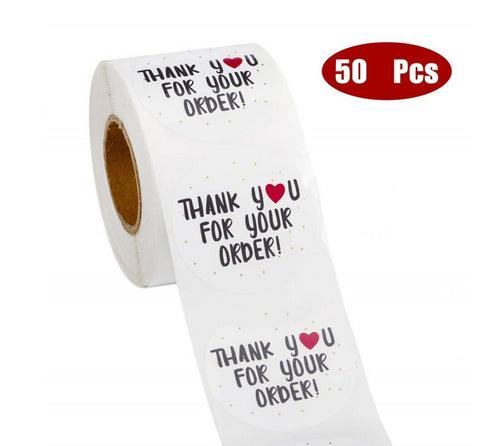 50x Thank you For Your Order Business Custom Sticker Wrapping Small Label