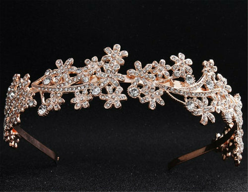 Women Girl Boho Rose Gold Crystal Floral Hair Head Band accessory Hoop Headband